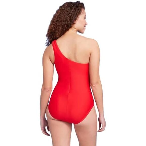 KONA SOL NWT One Piece Swimsuit, Medium, Red One Shoulder - Picture 3 of 9